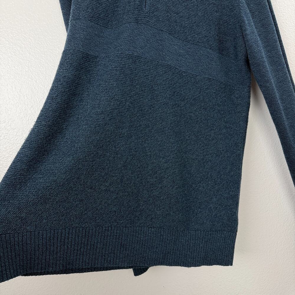 Smartwool Ripple Ridge Sweater Mens Medium Blue Half Zip Ribbed Merino Blend * - Picture 3 of 11